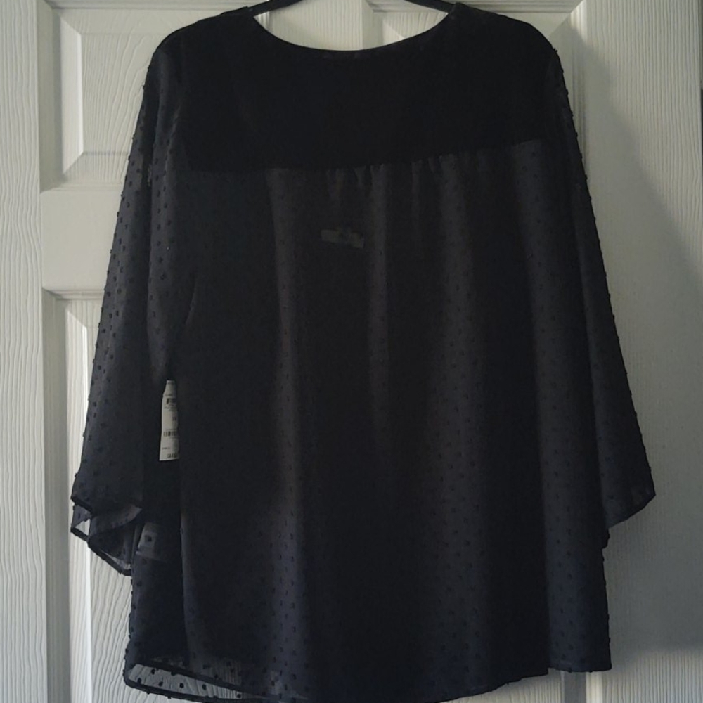 Style & Co Black Sheer Top - Picture 3 of 8